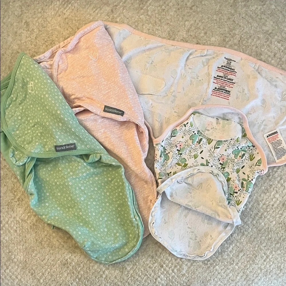 SwaddleMe Baby Swaddle Set in Green, Pink & White Floral